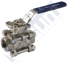 VALVULA DE BOLA 3 CUERPOS INOXIDABLE, ROSCADA